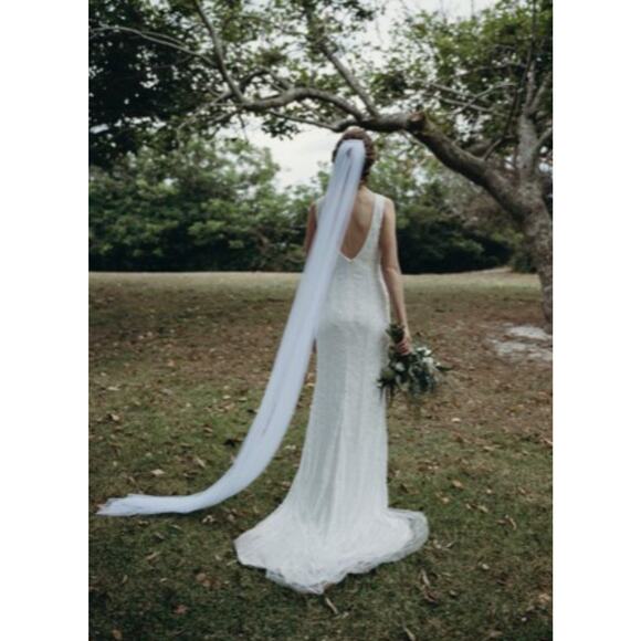 NWT $3000 THEIA Couture Charlotte Wedding Gown Beads Sequins White Brida…